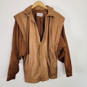 Vintage Brown Soft Leather & Suede Jacket Liz Roberts Robert Elliot M